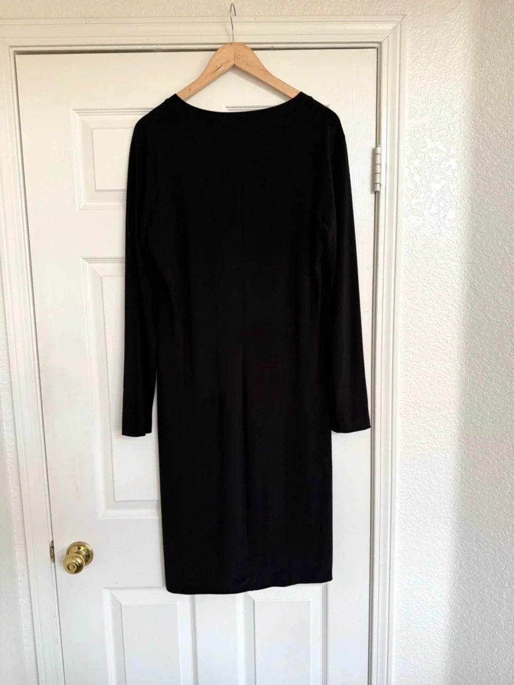 Norma Kamali Black Long Sleeve V Neck Dress XL - Picture 3 of 5
